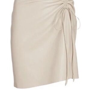 Nanushka Cream Pencil Skirt with Ruched Detail